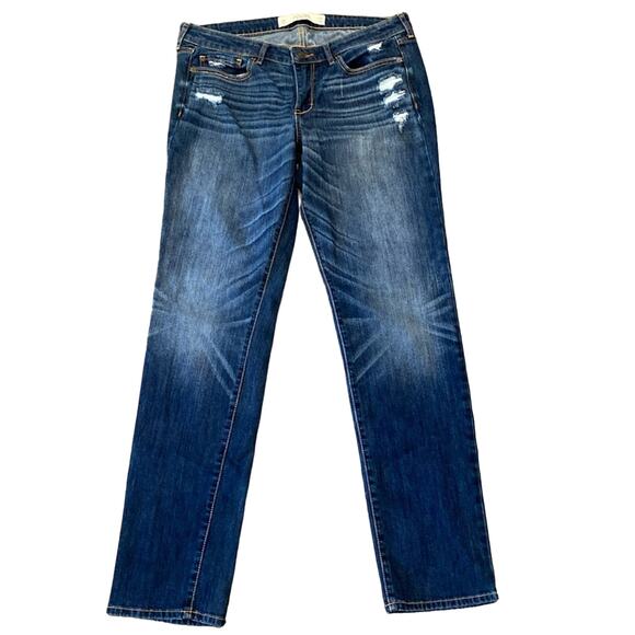 Abercrombie & Fitch Women's Distressed Slim Straight Jeans Medium Wash Size 10 - Picture 1 of 9